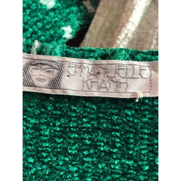 1980s EMMANUELLE KHANH Chenille. Green and White. Scottie DOG. Kitsch Pom-pom Bu - Picture 10 of 10